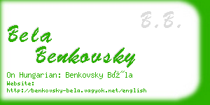 bela benkovsky business card